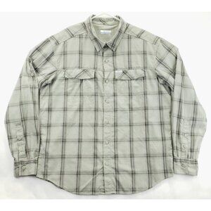Columbia Omni-Shade Shirt Mens Large Olive Green Plaid Vented Fishing